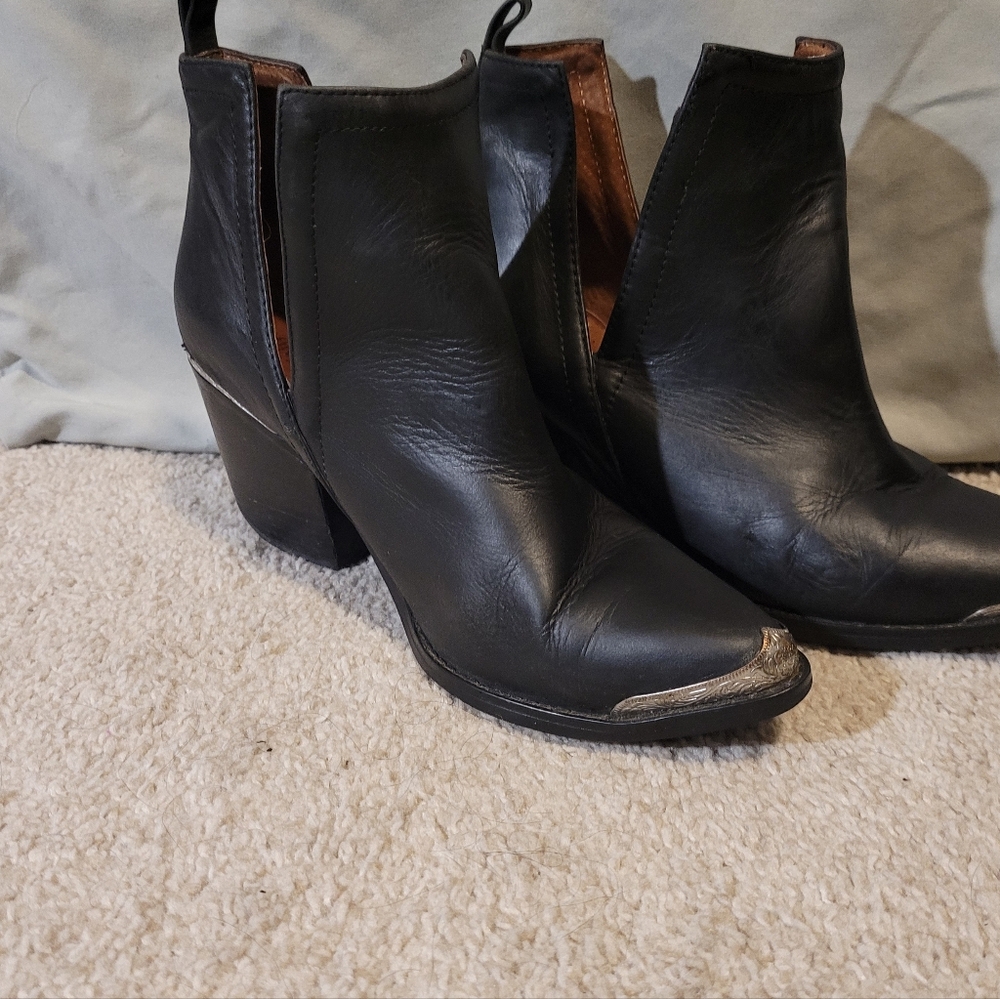 Jeffrey Campbell Black Leather Ankle Booties